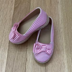 Janie & Jack pink & white striped espadrille baby shoe, size 2, barely worn once